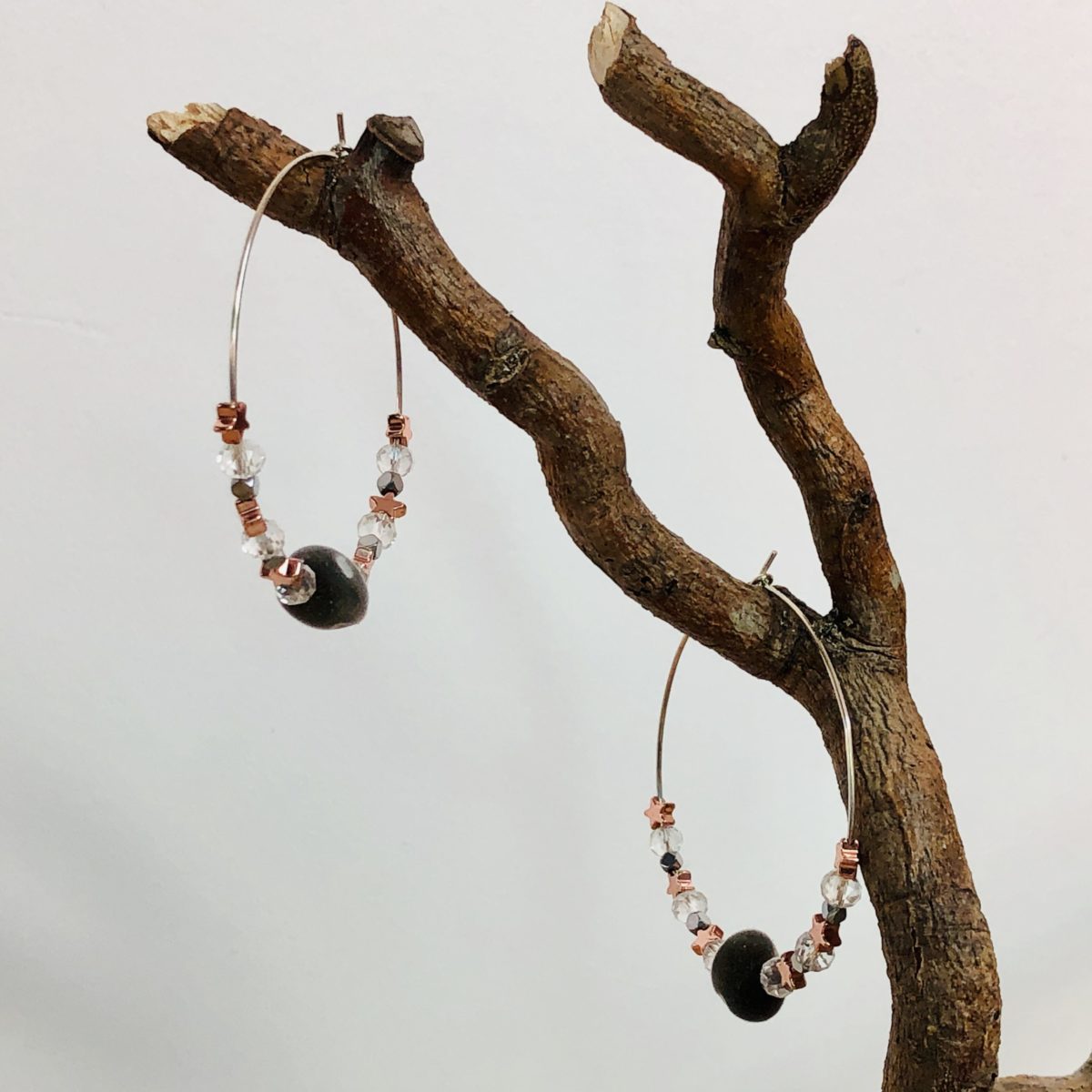 Grandes Creoles argent Zanzibar rosegold arbre scaled