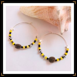 grandes creoles argent zanzibar jaune coquillage