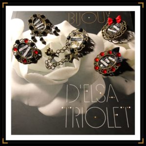 broches retro glamour rouges et noires