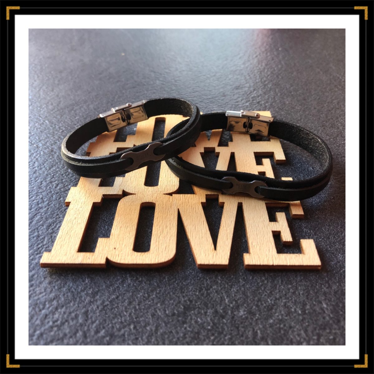 zinavoues bracelets cuir acierinox message duo love