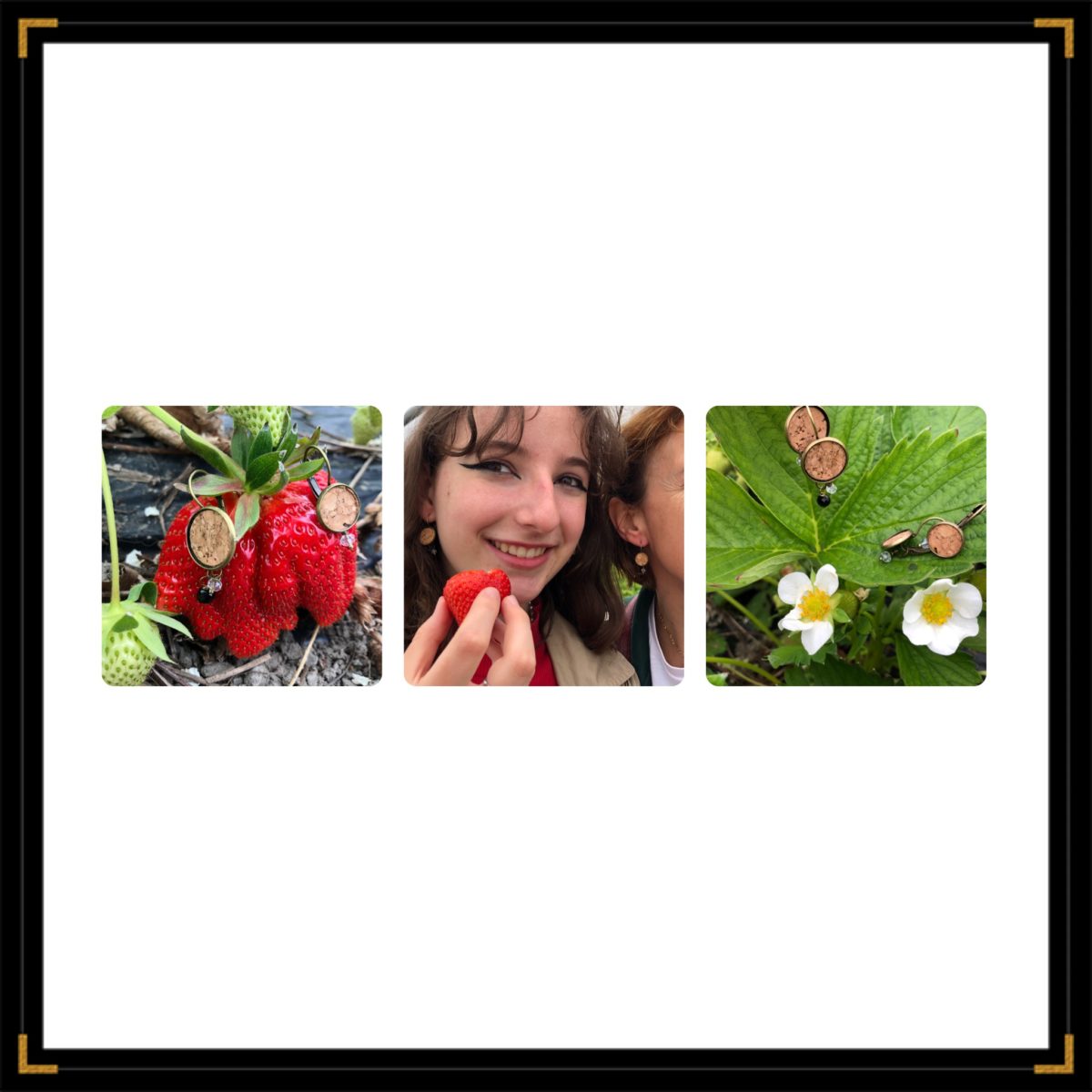 Zephemeres duo bo bronze triptyque fraises mere fille