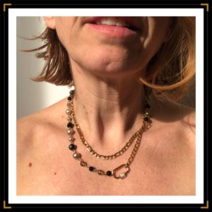 Zatemporel collier double acierinoxdore porte ZU
