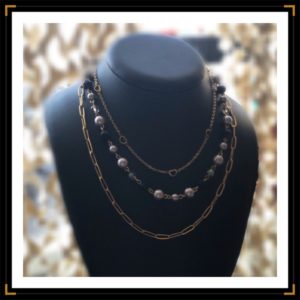 Zatemporel collier triple acierinoxdore ZU