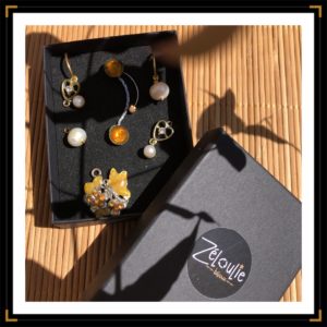 petites creoles zinterchangeables perles coeur ocre