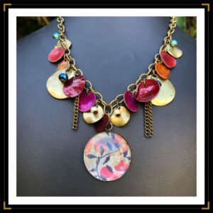 Collier coloré court en liberty upcyclé