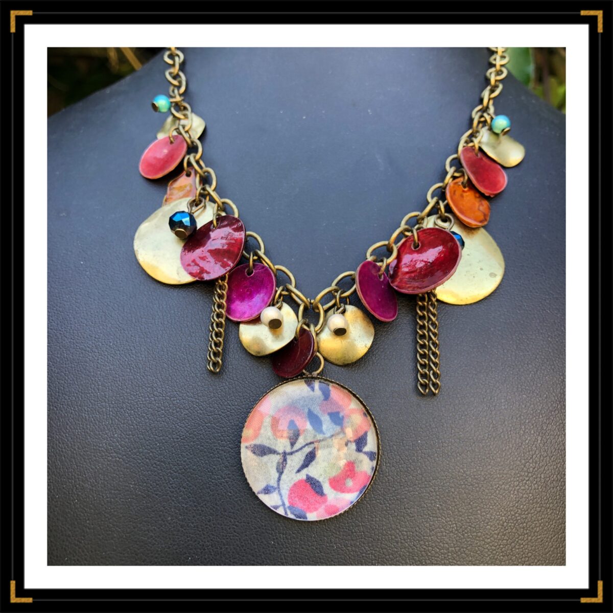 Collier coloré court en liberty upcyclé