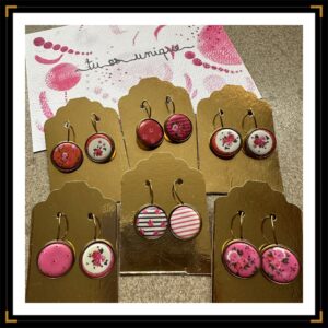 petites Dormeuses bronze retro rouge rose