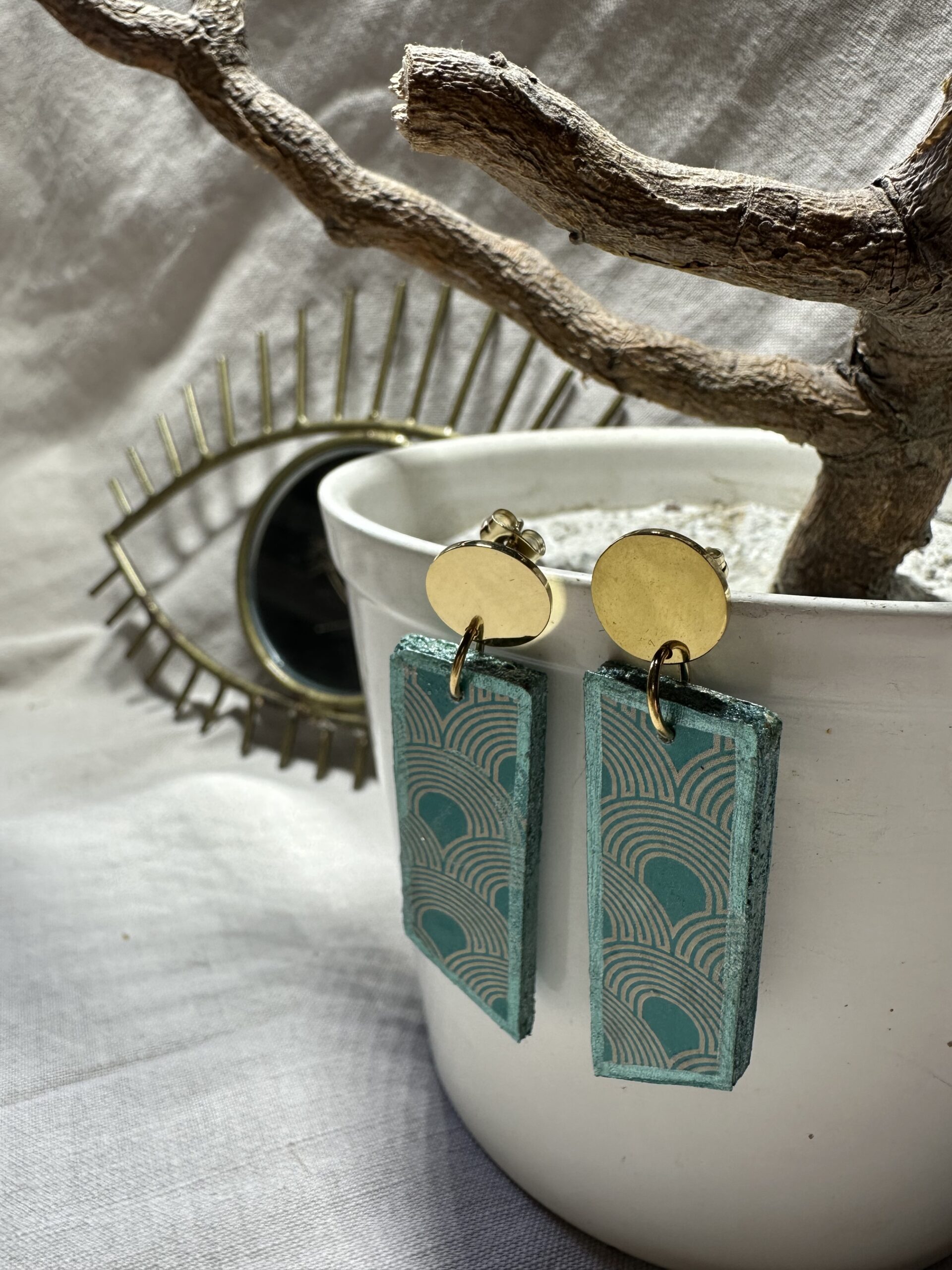 Boucles d'oreilles les Zencadrées ponts turquoise